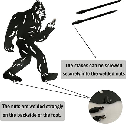 Bigfoot Flip Off Peek Decorative Garden Stake Sasquatch Metal Silhouette Sign Standout Sculpture Decor Outdoor Yard Patio Lawn Big Foot Gifts 17x11.4 in