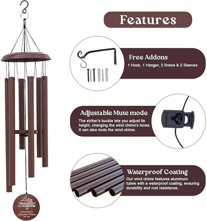 Personalized Memorial Wind Chimes – 24" Custom Sympathy Gift for Loss of Loved One – Outdoor Remembrance Wind Chime for Mother, Father, or Friends – Garden & Patio Decor