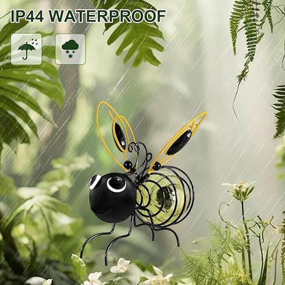 EVOLUX Hanging Bee Solar Garden Lights Decor for Outside, Outdoor Statues Figurine Lights Decorations for Patio Balcony Yard Ornament Housewarming(2 pcs)