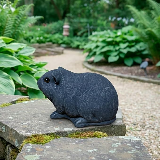 OLOMA Concrete Guinea Pig Landscape Sculpture Realistic Animal Figurine with Resin Protective Coating Heavy Durable Outdoor Indoor Decorative Display Piece Weather Resistant