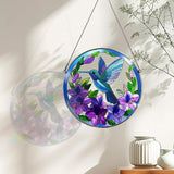 Hummingbird Stained Glass Suncather for Window Hanging, 6.3'' Purple Hummingbird Ornament Gift for Women, Nature-Inspired Wall Art Home Decor Gifts for Mom, Grandma (Purple, 6.3'')
