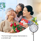 Outdoor Thermometer, Hummingbird Hanging Wall Thermometer & 42" Metal Garden Stake Outside Thermometers Waterproof Decorative for Patio,Lawn,Room,Greenhouse, No Battery Required Garden Gifts