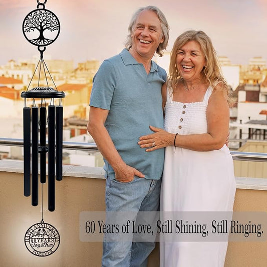 60th Wedding Anniversary Wind Chime Gifts for Parents Couple Husband Wife Friends Keepsake Decoration for Home or Garden