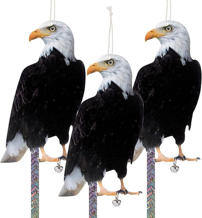 Owl to Keep Birds Away, 3 Pack Bird Scare Hawk Fake Owl, Reflective Hanging Bird Decoration, Bird Control Device to Keep Birds Pigeon Woodpecker Away from Patio Garden