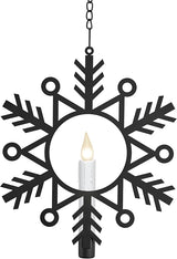 CW1510A Battery Powered 12 Inch Metal Snowflake Window Wreath with Hot Spot Flickering Flameless Candle Light and Automatic Timer,