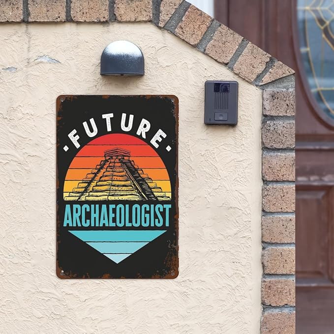 Patio Wall Decor Future Archaeologist Pyramid Vintage Signs Metal Horticulture Retro Home Wall Decor For Indoor And Outdoor Use,Happy And Funny Life Quotes 8X12inch