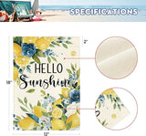 AVOIN colorlife Summer Lemon Floral Garden Flag 12x18 Inch Double Sided Outside, Hello Sunshine Seasonal Yard Outdoor Flag