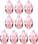 PATIKIL K9 Crystal Pendants Teardrop Beads, 10 Pack 38mm Chandelier Prisms Parts Hanging Beads DIY Lamp for Arts Crafts Decoration, Pink