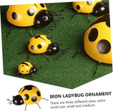 LIOOBO 3pcs Garden Ladybug Decorations Iron Ladybug Ornament Simulated Decors for Room Decor