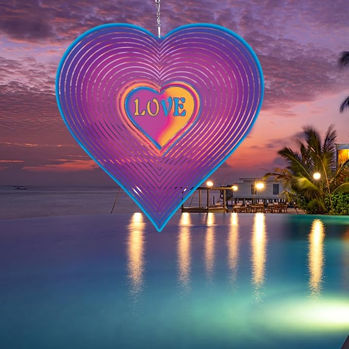 Heart Gifts for Mom, Moms Wind Spinners, Mother's Day Best Gift for Mom, Mother Birthday Gift from Daughter Son, Love Reminder Gifts for Mother's Day, Love Gifts for Outside, Purple, 12in