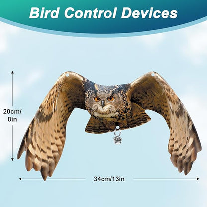 Owls to Keep Birds Away: 3 Pack Fake Owls with Reflective Tape for Garden Patio Tree, Bird Scare Reflective Hanging Decoration to Keep Birds Pigeon from Windows Tree Garden