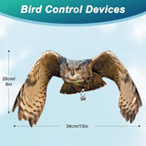 Owls to Keep Birds Away: 2 Pack Fake Owls with Reflective Tape for Garden Patio Tree, Bird Scare Reflective Hanging Decoration to Keep Birds Pigeon from Windows Tree Garden