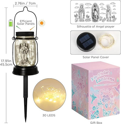 Guardian Angel Gifts for Women/Men Angel Praying Solar Lantern Mom Birthday, Mothers Day, Christmas Gifts,Sympathy Solar Lantern Garden Decoration Outside for Yard, Patio,Backyard,Porch, Torches