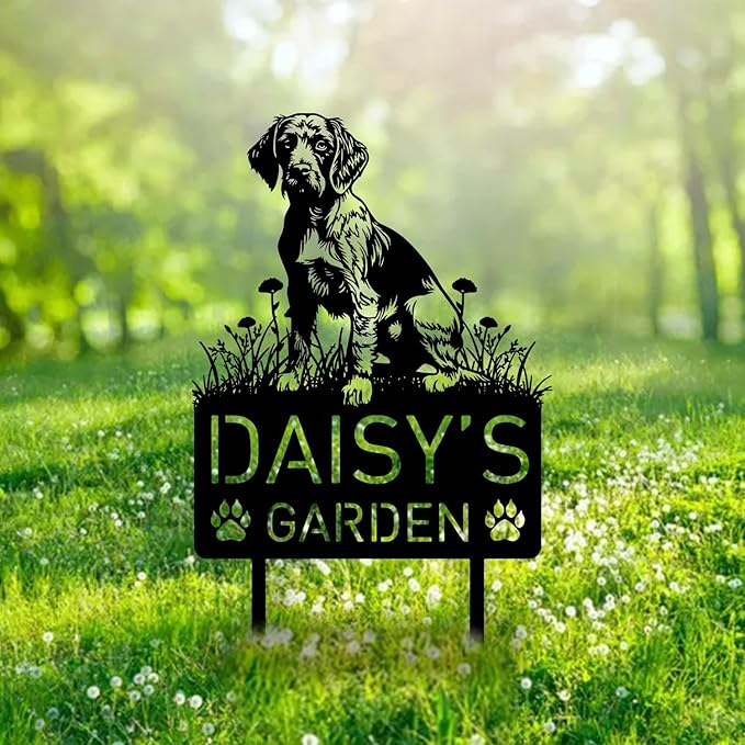 Custom Wirehaired Pointer Dog Metal Memorial Garden Stake Personalized Pet Grave Marker Name Sign Remembrance Stake Decor Sympathy Dog Loss,Outdoor Statues for Yard Garden Lawn Patio Pathway Grave.