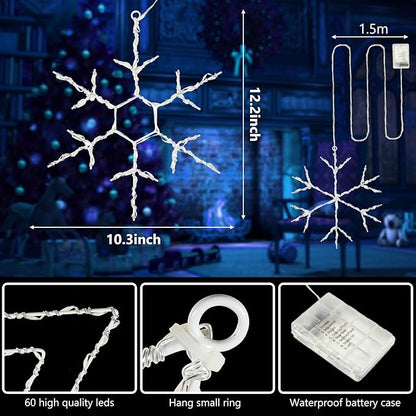 Tuanse 2 Pcs Christmas Silhouette Window Lights Christmas Snowflake Lights with Remote Control LED Lighted Snowflake Decorations Xmas for Window Wall (Blue)