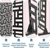 MTART Metal Privacy Screen 72" H x 47.2" Decorative Outdoor Privacy Screen Privacy Panel with Stand for Balcony Deck Patio Lawn Garden, Privacy Fence (Black-Street)