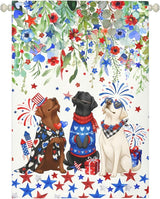 Patriotic Dog House Flag 28 x 40 Double Sided for Outside Large 4th of July Black Lab Garden Flags White Chocolate Labrador 250 Anniversary USA Independence Memorial Day Decor