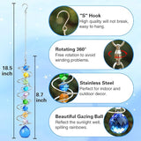 GWAHSA Sun Catchers Gazing Ball Spiral Tail Wind Spinner with Crystal Suncatcher for Hanging Ornaments Decorative Indoor Outdoor Windows Prism Rainbow Maker Car Mirror Home Yard Garden Decor