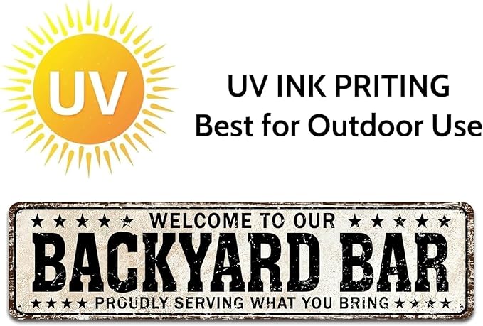 Funny Backyard Signs and Decor Outdoor Pool Decor, Outdoor Bar Signs Beer Sign Poop Deck Decor, Welcome to Our Backyard Bar Sign 4x16 Inch