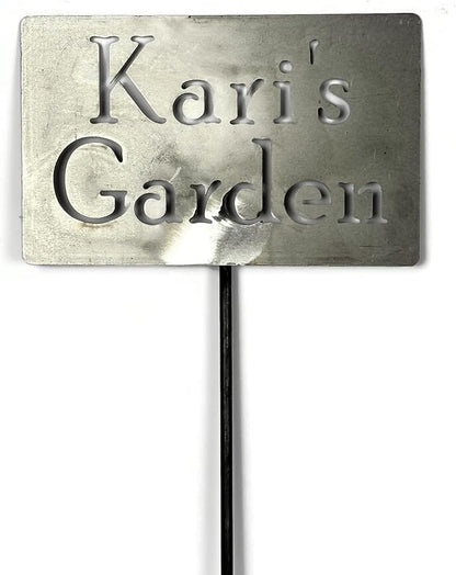 Classic Metal Garden Markers Clearance Items 20 to 33 Inches Tall (Raw Unfinished Steel, Kari's Garden)