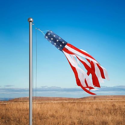 HOOSUN 4th Of July Decorations,40 Inch American Windsock,American Wind Socks for Outside Heavy Duty,Patriotic Memorial Day Decor USA Flag Windsocks With Embroidered Stars,Red White and Blue Windsock