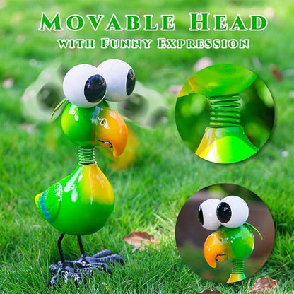 Metal Parrot Garden Statues Outdoor Decor, Green Funny Bird Outdoor Sculptures Yard Art Decoration for Home Patio Lawn Backyard, Gift for Women Lovers Moms