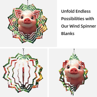 8 Inch Sublimation Wind Spinner, 3D Aluminum Metal Wind Spinner with Hook, Indoor Yard Garden Hanging Decoration, Weather Resistant Rotating Spiral Ornament