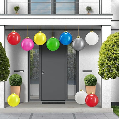 Inflatable Christmas Ornaments, 10 PCS Outdoor/Indoor Decorations for Christmas Tree, Front Door, Yard & New Year Festive (9 Inch Balls)
