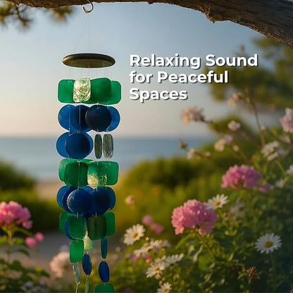 Solange & Frances Capiz Shells Wind Chimes for Outside. Patio Decor, Garden Decor Windchimes Outdoors. Unique Birthday Gifts for Women, Gift for Women Ideas (Peacock)