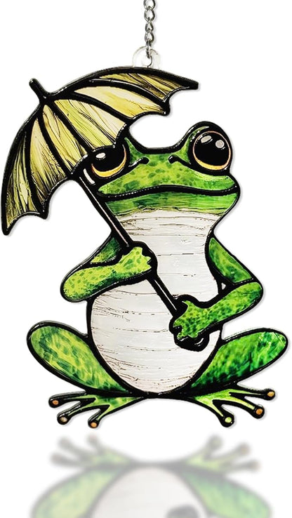 Frog Suncatcher, Stained Glass Frog Suncatcher Ornament, Frog Lovers Gift Ideas
