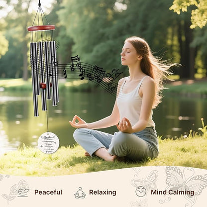 BeauGift Brother Memorial Gifts, 32" Ceramic Wind Chimes for Loss of Brother Sympathy Gifts, Bereavement Remembrance Memorial Gift for Loss of Brother