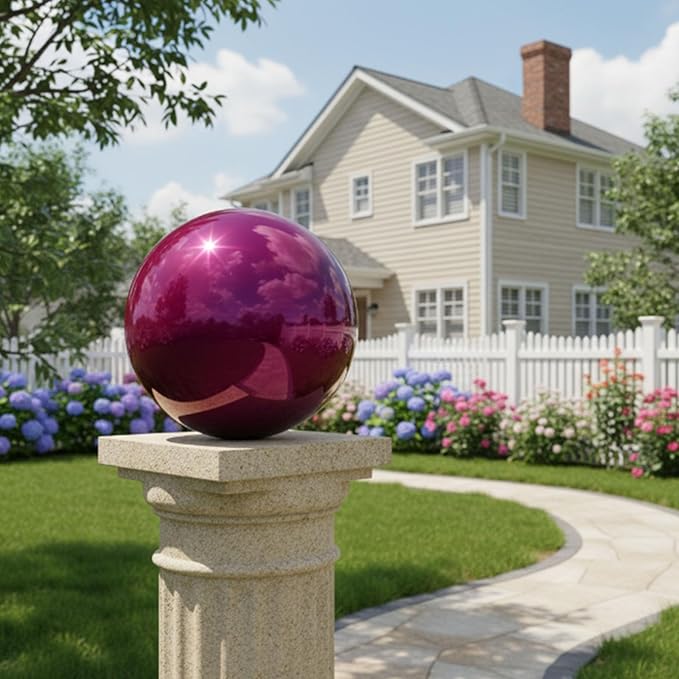 Decorative Garden Gazing Ball, Home Garden Gazing Globe Mirror Balls, Polished Stainless Steel Shiny Sphere, Ideal As a Housewarming Gift (Dia:15cm/6 inches)