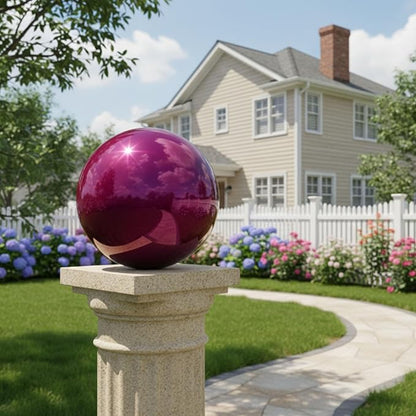 Decorative Garden Gazing Ball, Home Garden Gazing Globe Mirror Balls, Polished Stainless Steel Shiny Sphere, Ideal As a Housewarming Gift (Dia:20cm/8 inches)