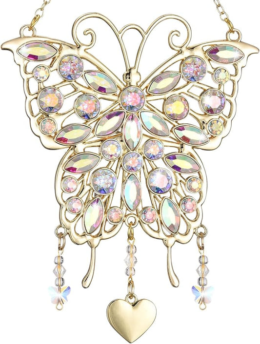 Glittering Butterfly Gift for Valentine's Day, Birthday, Anniversary - Gold Metal Ornament for Mother's Day, Wife, Grandma
