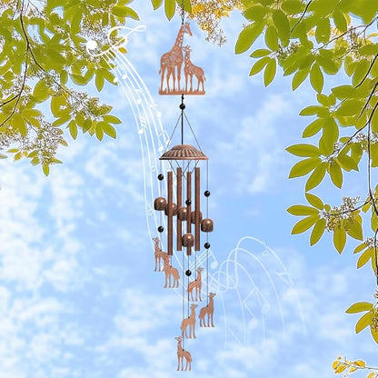 OLYCRAFT Giraffe Wind Chimes Animal Theme Iron Bells Memorial Chimes Decorative Metal Bell Creative Hanging Pendants Sika Deer Wind Catcher Animal Catcher for Home Patio Garden Yard Wedding Decor