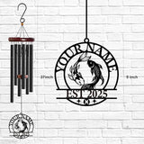 Personalized Customize Name 12 Zodiac Signs Wind Chime, Metal Iron 37 Inch Outdoor Memorial Gift for Garden Yard Patio Home Decor, Black (Pisces)