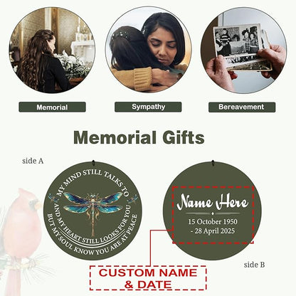 ASTARIN Personalized Wind Chimes, Memorial Wind Chimes, Dragonfly Custom Name Sympathy Gifts Windchime for Loss of Loved One, Condolences 30in/36in Wind Chime for Loss of Loved Ones(Produced in USA)