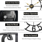 Large Clock, 24 Inch Wall Clock Battery Operated, Modern Black Metal Decorative Outdoor Clock for Patio, Pool Area, Kitchen, Garden, Deck, Farmhouse, Living Room