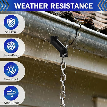 Black Metal Rain Chain Gutter Adapter for Gutter Downspout Connect Rain Chain Installation