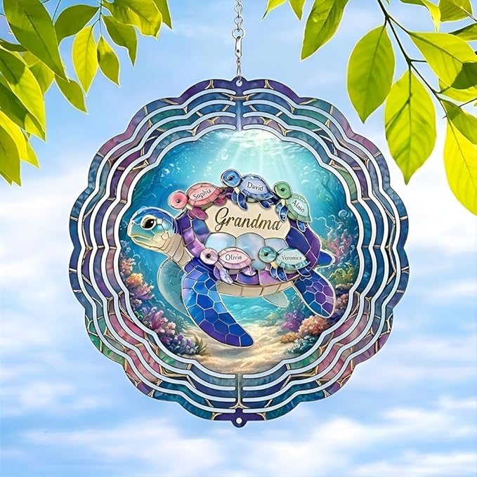 Personalized Mother's Day Wind Spinner for Mom Grandma, Mama Grandma Gifts Mothers Day Christmas, Floral Garden Decor Gift, Outdoor Yard Hanging Ornament 3