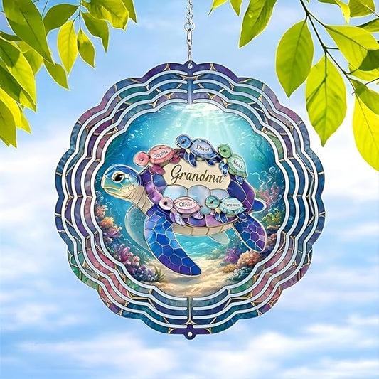 Personalized Mother's Day Wind Spinner for Mom Grandma, Mama Grandma Gifts Mothers Day Christmas, Floral Garden Decor Gift, Outdoor Yard Hanging Ornament 3