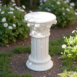 Decorative Roman Column Pedestal, English Rosette Indoor Outdoor Sculptural Garden Plinth Base Statue Riser, Weatherproof Sturdiness Plinth Base Statue Riser for Statues, Flower Pots, Decor, Cast Stone Resin (1425)