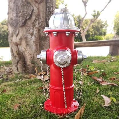 Fake Fire Hydrant for Dogs to Peed on,15.3 inch Large Dog Fire Hydrant Statue Puppy Pee Post Hydrant,Fire Hydrant Outdoor Decor,Firefighter Gifts for Men, Red Silver