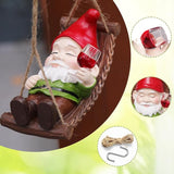 Funny Gnome Garden Hanging Decor, Cute Wine Drinking Gnome on Hammock Figurine for Outdoor Patio, Fence, Balcony, Porch & Garden Gift