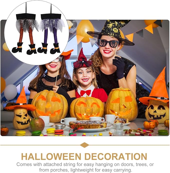 Happyyami 2Pcs Halloween Witch Legs Wicked Witch Legs with Shoes Stuffed Witch Halloween Decorations for Halloween Outdoor Indoor Decor (Random Color)