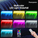 Pamopamo Pond Waterfall Spillway, APP Control Multi-Color LED Light Outdoor Pool Fountain, Acrylic Water Spillway Koi Fountains Kit for Garden Patio Swimming Pool Decoration - 23.6"x7.8"x3.9"