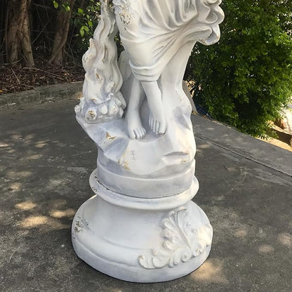 Zaer Ltd. 63" Tall Graceful Magnesium Angel Statue in Antique Grey Distressed Finish Antique Classical Design (Lillith)