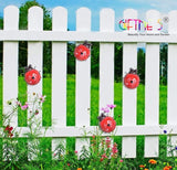 GIFTME 5 Metal Garden Yard Art Decorative 4 Pack Ladybugs Outside Garden Wall Sculptures(RED)