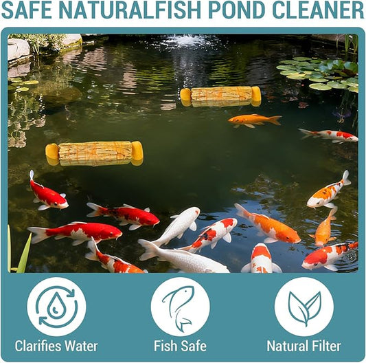 Bompro 2 Pcs Floating Wheat Straw Pond Cleaning Bag for Ponds, Fountains, Koi Tanks, and More