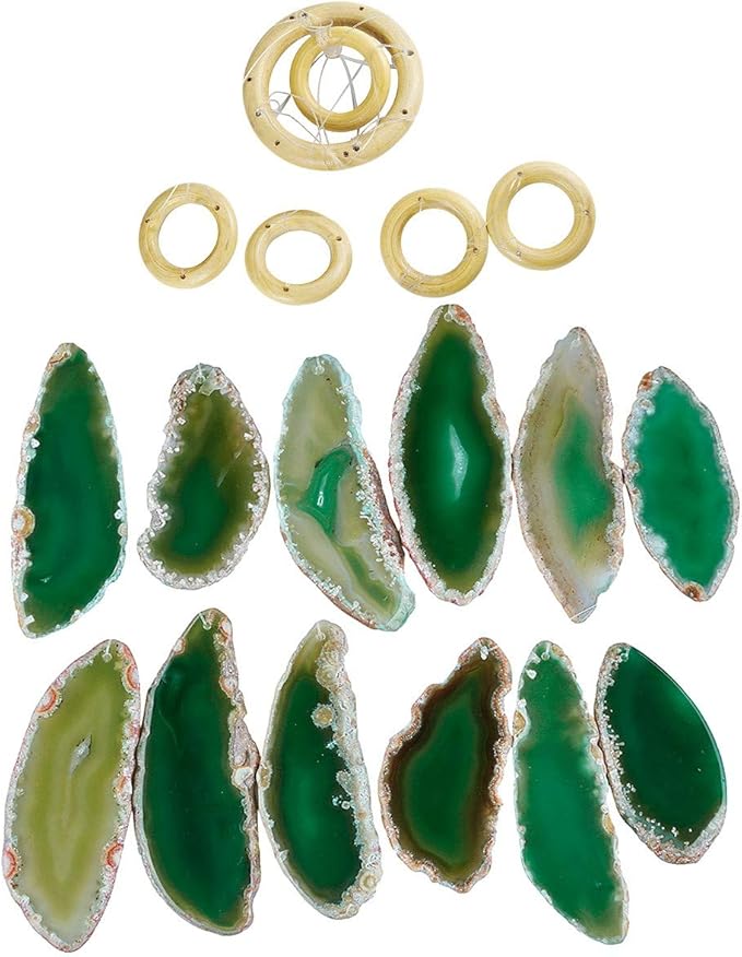 rockcloud Agate Slices Geode Wind Chime Home Garden Decoration Figurine, 20-24 inches, Green